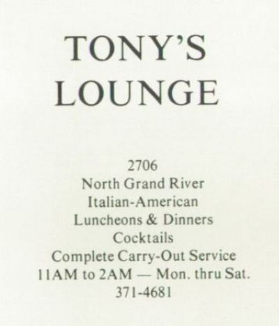 Hollywood Drive-In (Tonys Lounge) - 1975 Lansing Catholic Central High